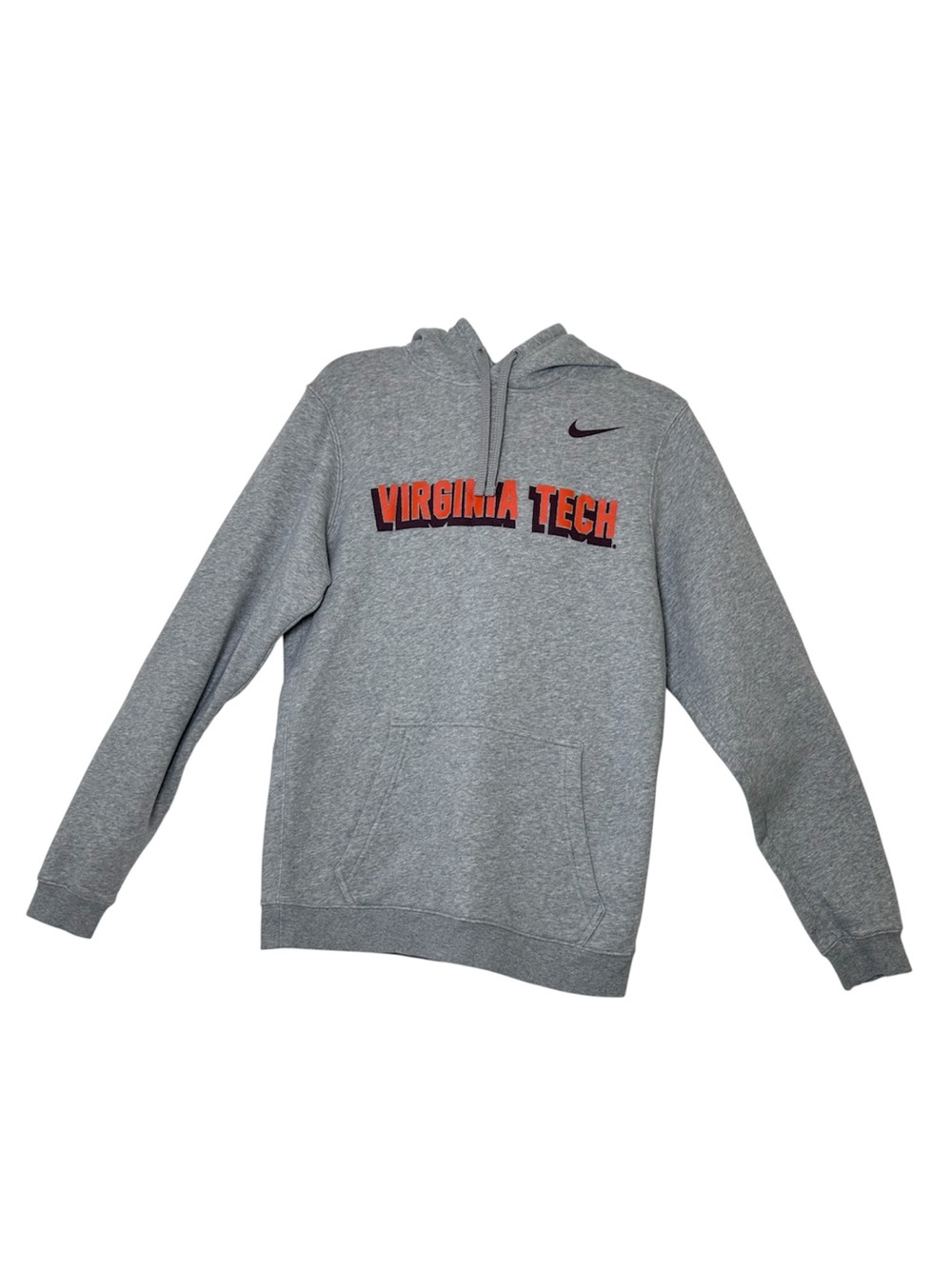 Unisex Nike Gray Fleece PO Hoodie  with Orange Virginia Tech Script In Size S